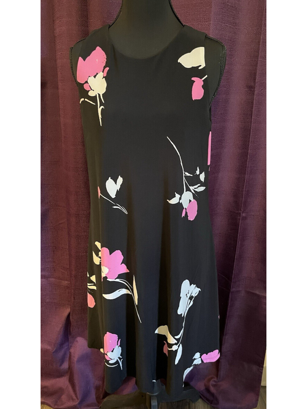 Ralph Lauren Dress Size 8 Pink Black & White Floral Classic Casual Career